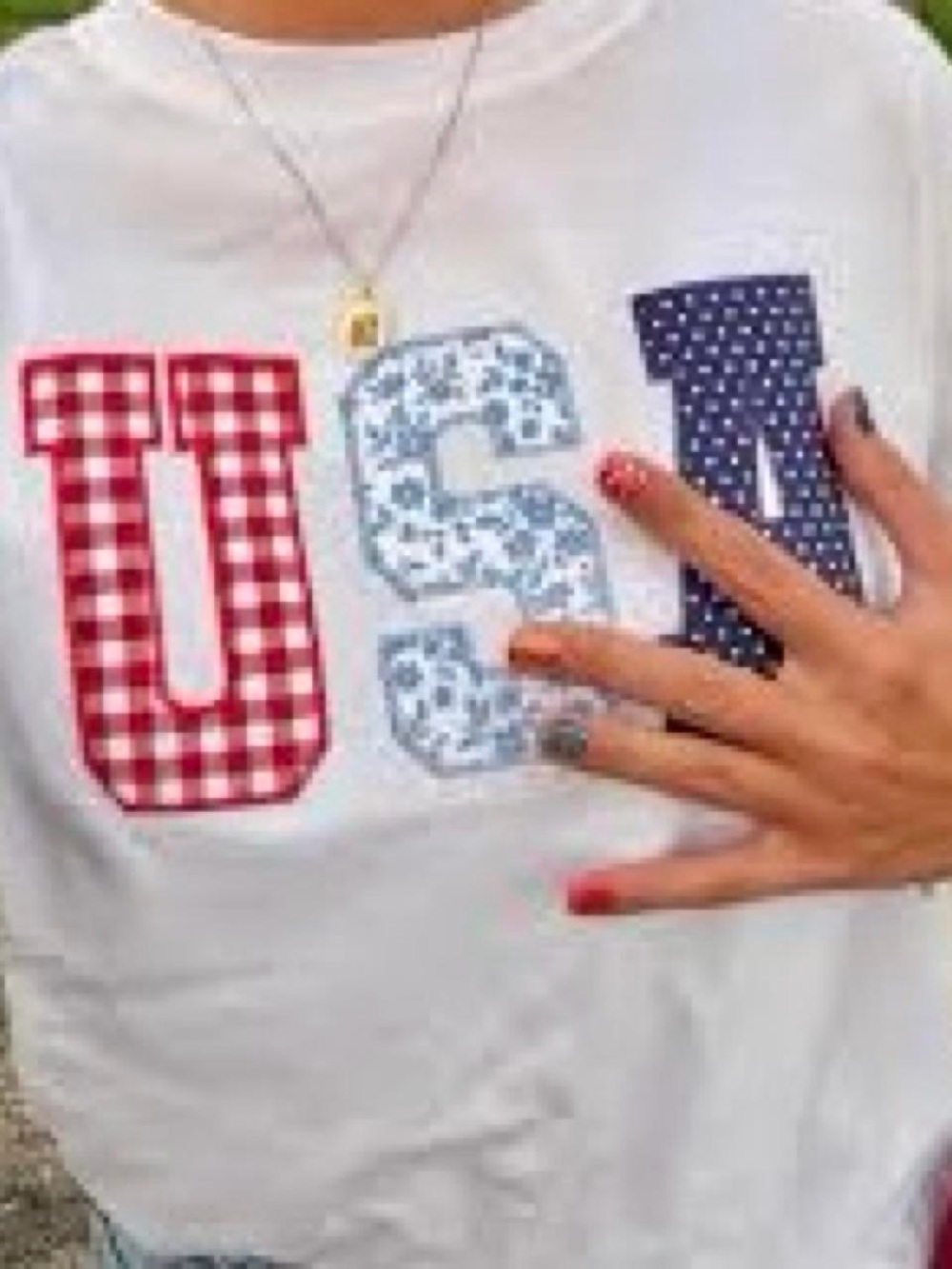White USA Graphic Short Sleeve Tee